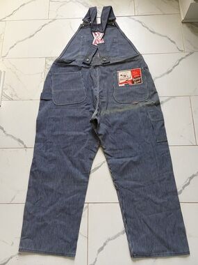 Vintage 1950s 50s Pointer Brand Hickory Stripes Overalls Deadstock NWT Denim